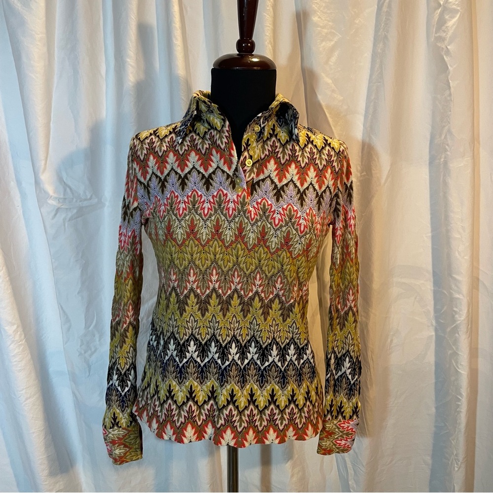 Vintage 70’s Chevron Collared Shirt